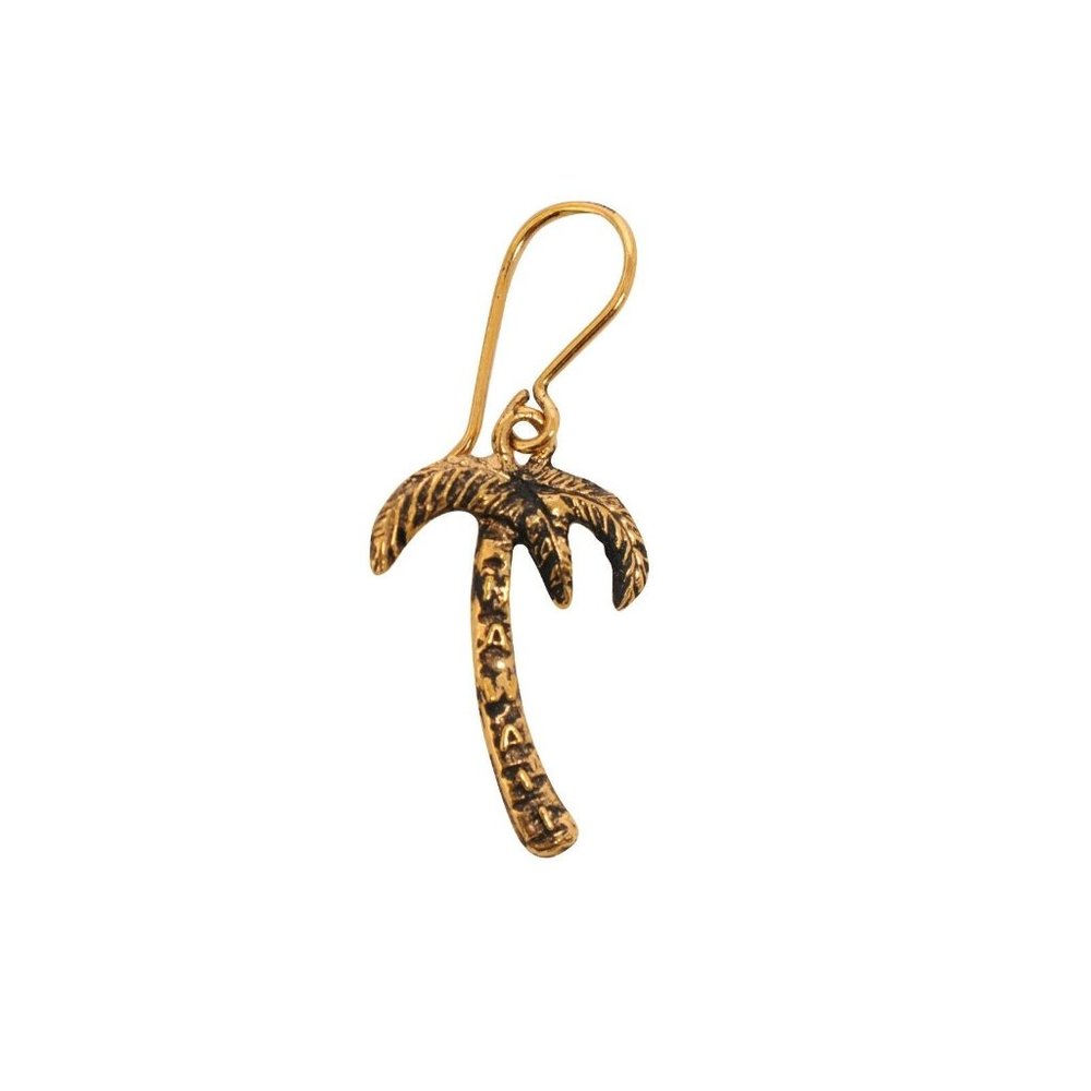 Saint Laurent Unisex Palm Tree Gold Brass Dangle Earring Hedi Slimane Boho Chic